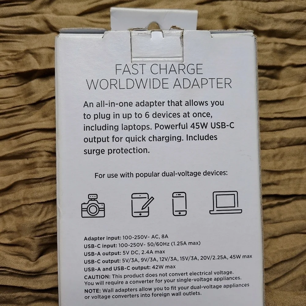 Conair TravelSmart Fast Worldwide Power Adapter 100- 250V